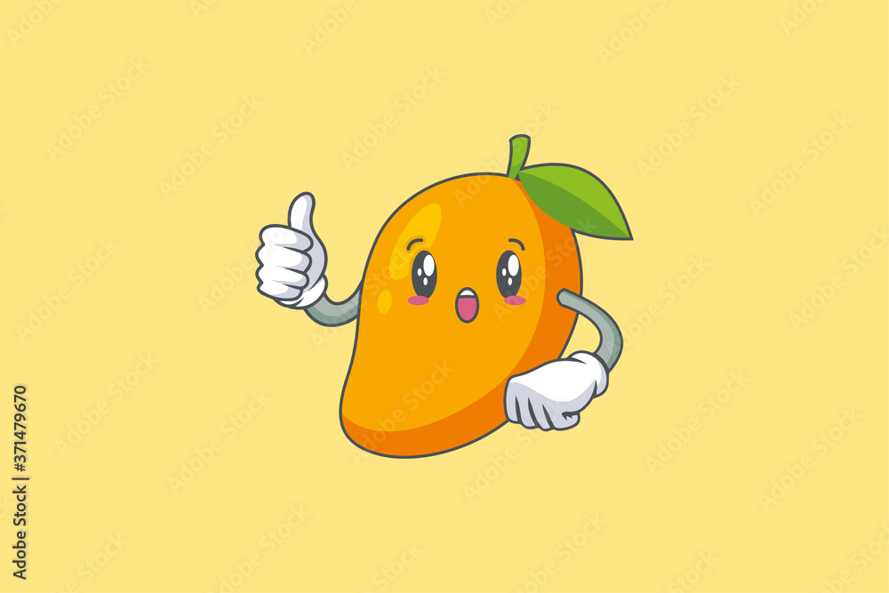 WOW ,SURPRISED, AMAZED, DISMAY Face Emotion. Thumb Up Hand Gesture. Yellow Mango Fruit Cartoon Drawing Mascot Illustration. WOW ,SURPRISED, AMAZED, DISMAY Face Emotion. Thumb Up Hand Gesture. Yellow Mango Fruit Cartoon Drawing Mascot Illustration.