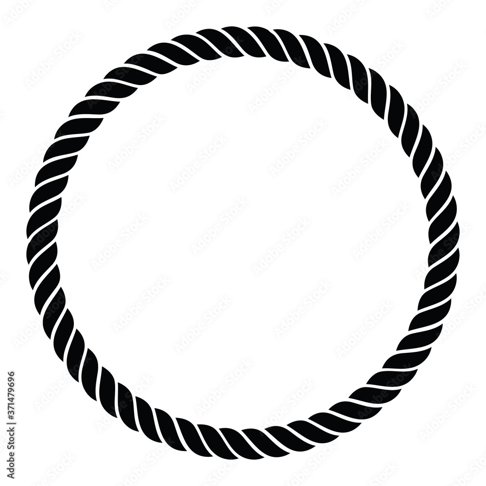 Single Rope Braided Twisted Line in a Perfect Circle Isolated Vector