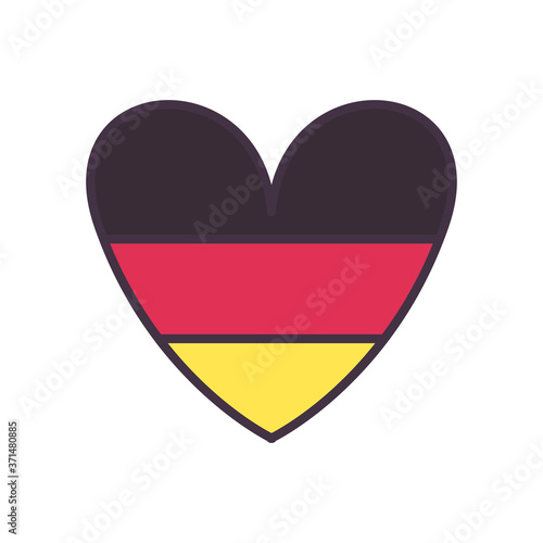 german flag heart line and fill style icon vector design