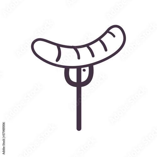 sausage on fork line style icon vector design