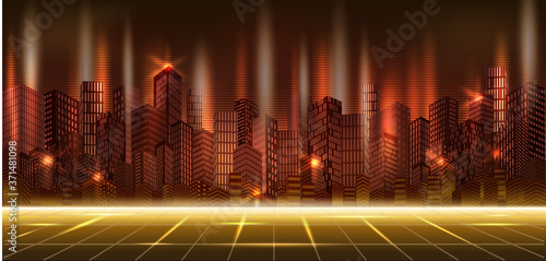 Futuristic City, abstract  urban architecture wallpaper,  cityscape with space. vector illustration