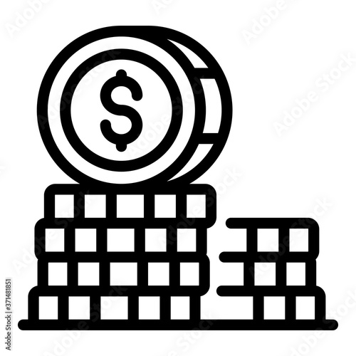 Coin stack fund icon. Outline coin stack fund vector icon for web design isolated on white background