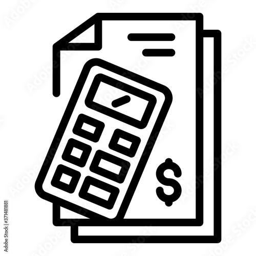Pension money calculator icon. Outline pension money calculator vector icon for web design isolated on white background