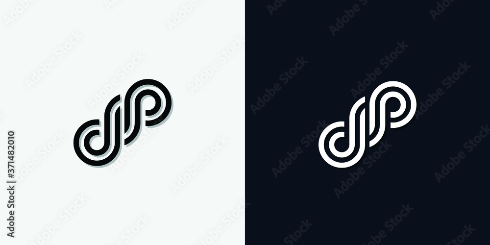 Modern Abstract Initial letter DP logo. This icon incorporate with two abstract typeface in the creative way.It will be suitable for which company or brand name start those initial.
