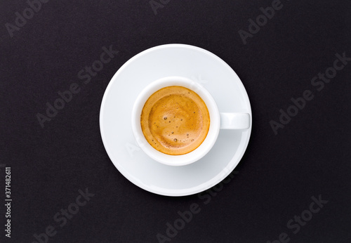 espresso coffee on black background