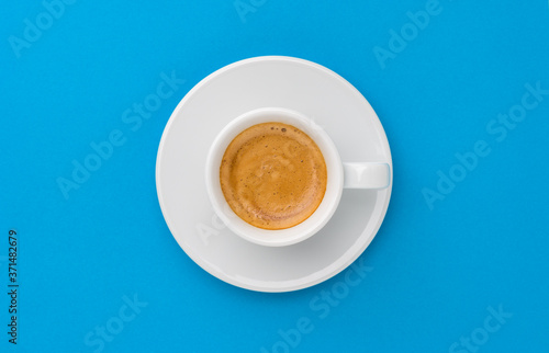 espresso coffee on blue background