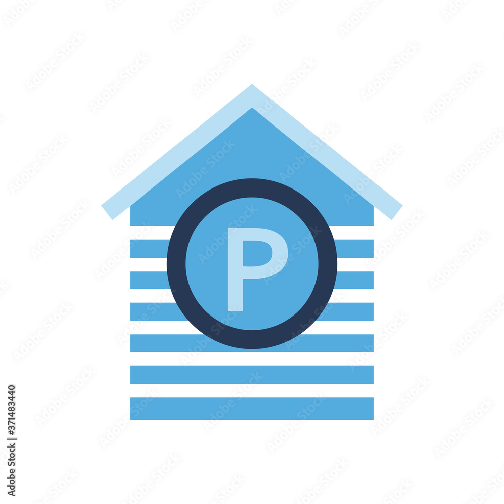 garage with parking road sign button flat style icon vector design garage with parking road sign button flat style icon vector design
