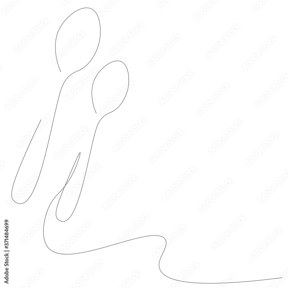 Obraz premium Spoon continuous line drawing on white background. Vector illustration