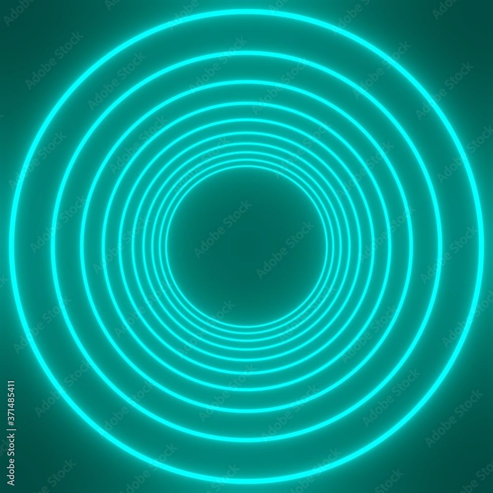 Fototapeta premium 3d glowing magic circle frame. Glowing neon fire wave.