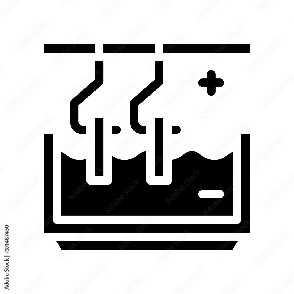 galvanic bath glyph icon vector isolated illustration