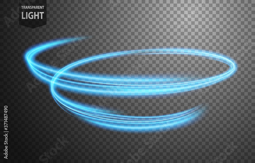 Abstract blue wavy line of light with a transparent background, isolated and easy to edit. Vector Illustration