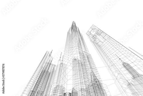 Abstract architecture 3d vector illustration
