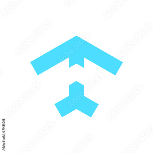 Flying airplane icon vector illustration. Abstract arrow sign, icon.