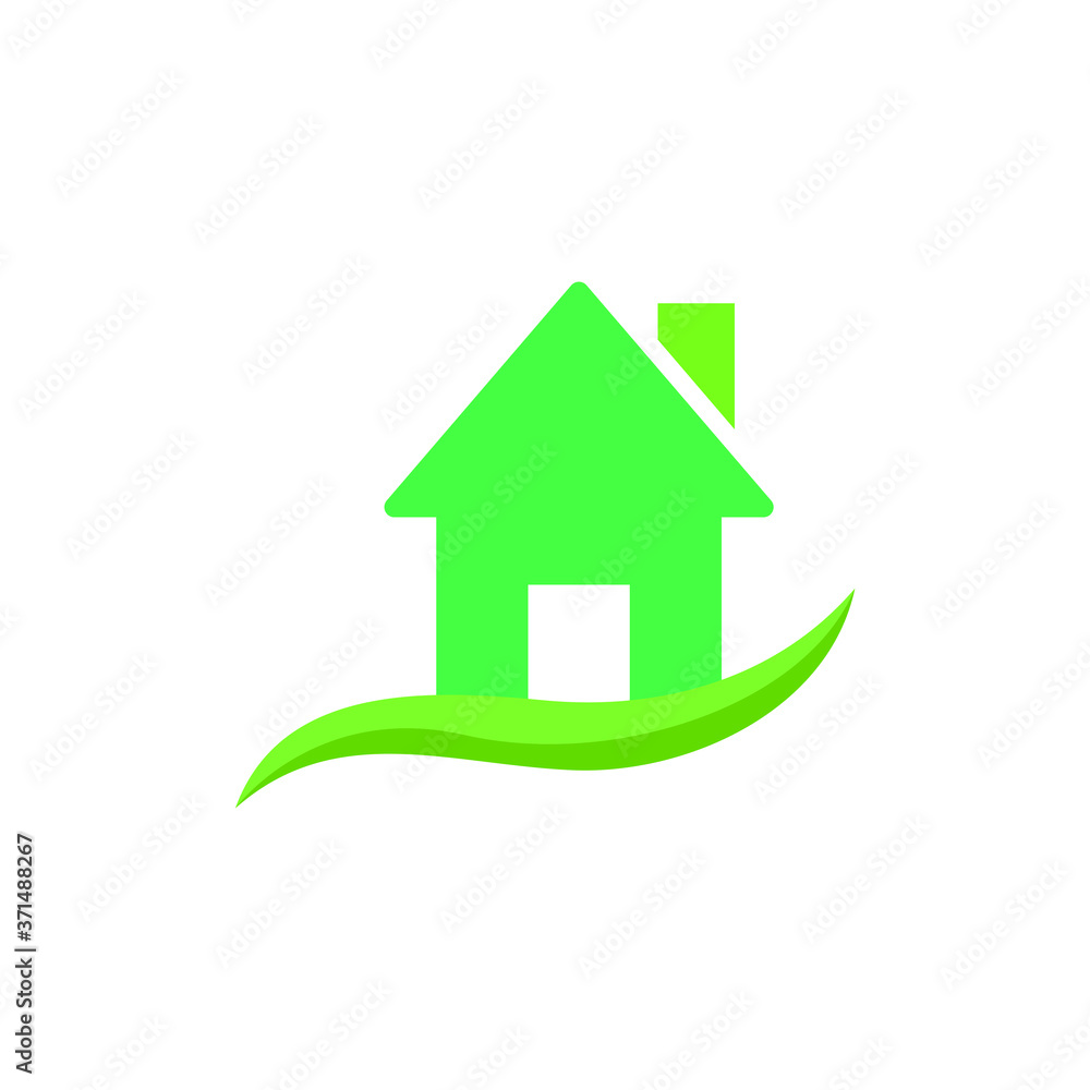 Green home logo with eco house. Real estate logo template vector illustration. Green home logo with eco house. Real estate logo template vector illustration.