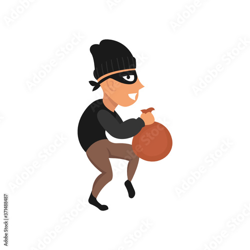 Thief when stealing mascot design illustration pose
