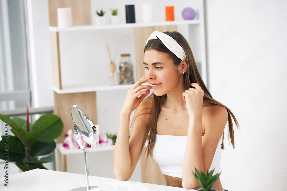 Beauty model with perfect fresh skin and long eyelashes smiling. Spa and wellness, skin care concept. Beauty model with perfect fresh skin and long eyelashes smiling. Spa and wellness, skin care concept.