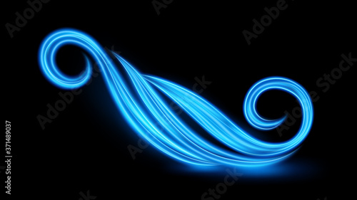 Abstract Blue Wavy Line of light with a Black Background, isolated and easy to edit. Vector Illustration