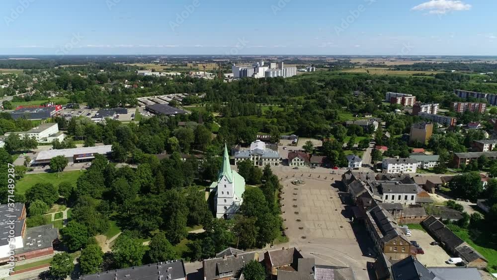 City of Dobele in summer. Drone view from above in beautiful sunny weather City of Dobele in summer. Drone view from above in beautiful sunny weather