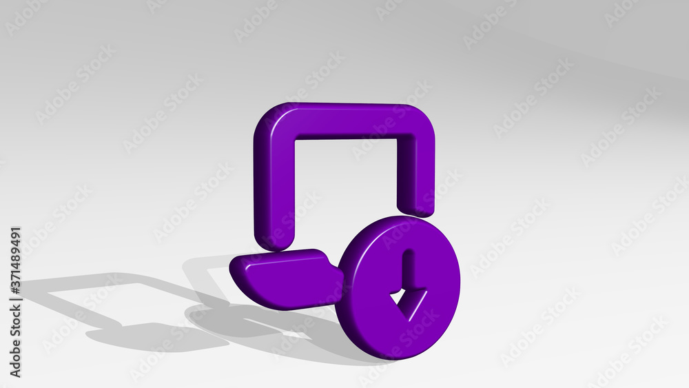 laptop download 3D icon casting shadow - 3D illustration for computer and business laptop download 3D icon casting shadow - 3D illustration for computer and business