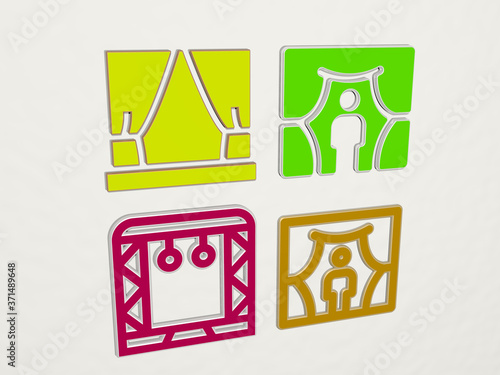 stage 4 icons set - 3D illustration for background and concert photo