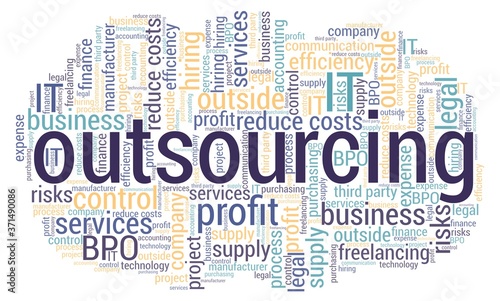 Outsourcing word cloud isolated on a white background.
