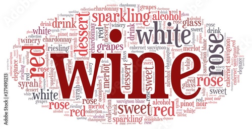 Wine word cloud isolated on a white background.