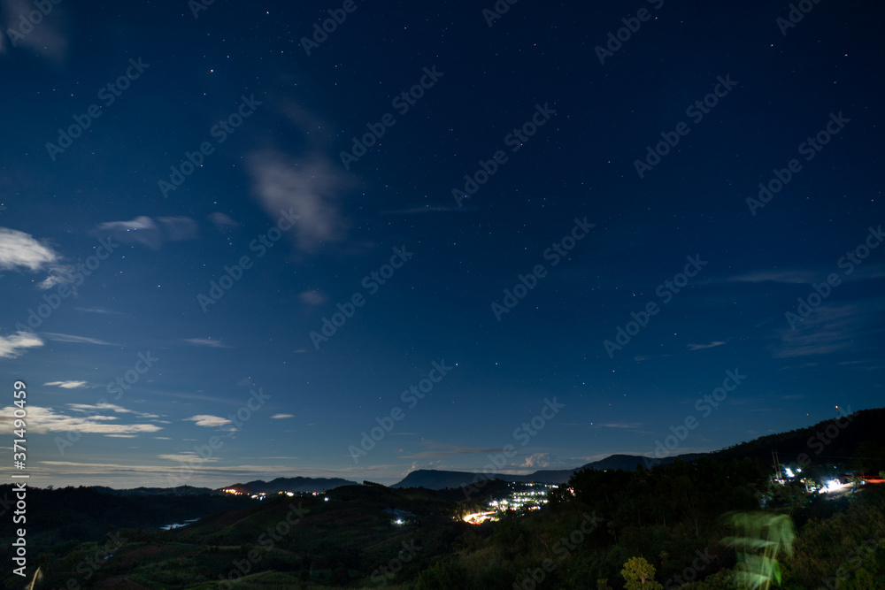 sky with the star at the Mountain in the twilight after sunset. sky with the star at the Mountain in the twilight after sunset.