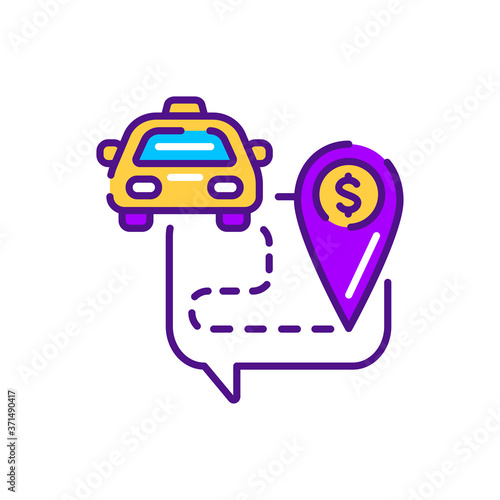 Cost taxi color line icon. Online mobile application order taxi service. Pictogram for web, mobile app, promo. UI UX design element