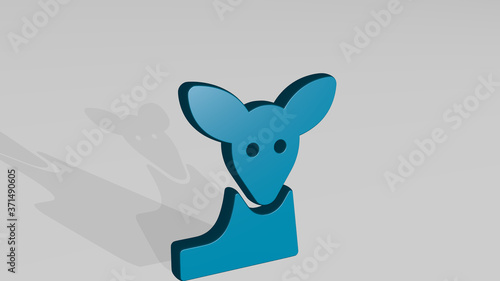 ROE 3D icon casting shadow - 3D illustration for deer and animal