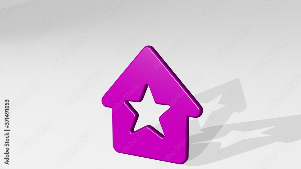 real estate action house star 3D icon casting shadow - 3D illustration for background and concept real estate action house star 3D icon casting shadow - 3D illustration for background and concept