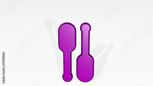 canoe paddles 3D icon casting shadow - 3D illustration for boat and lake