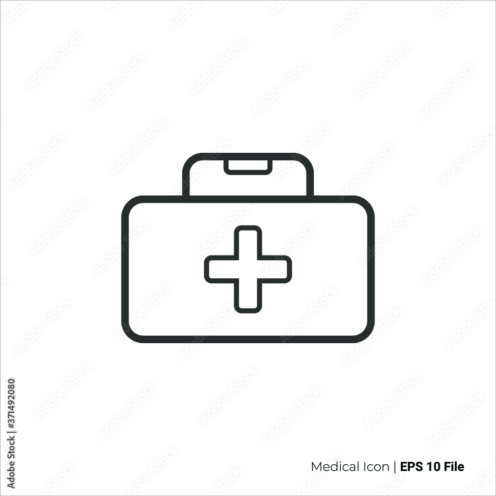 medical bag icon outline. medical bag logo vector design. isolated by white background medical bag icon outline. medical bag logo vector design. isolated by white background