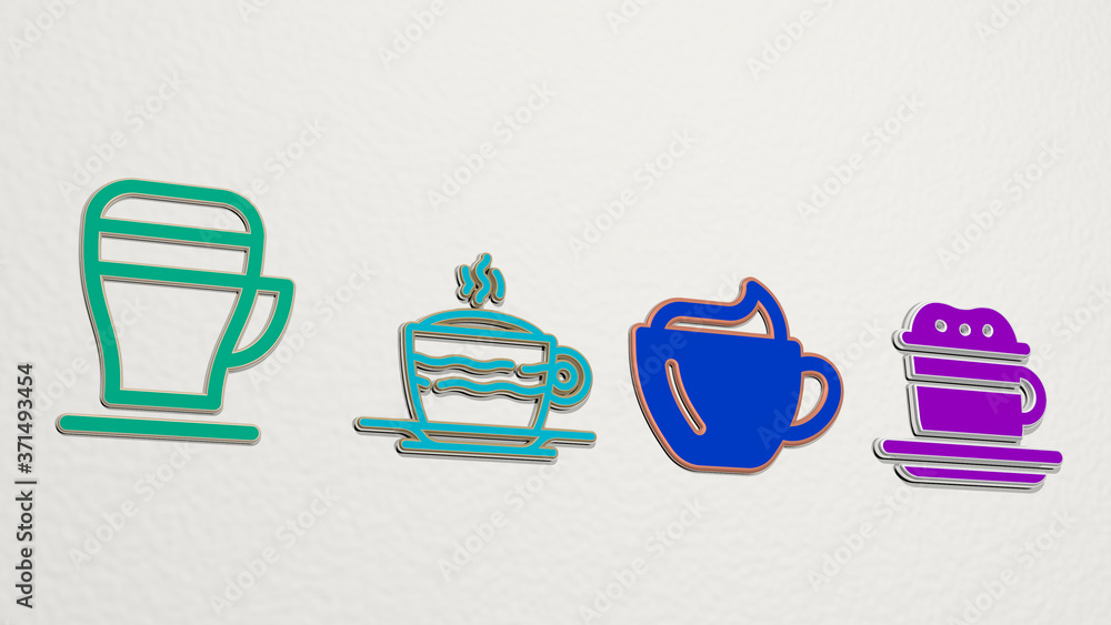 cappuccino 4 icons set - 3D illustration for coffee and cup cappuccino 4 icons set - 3D illustration for coffee and cup