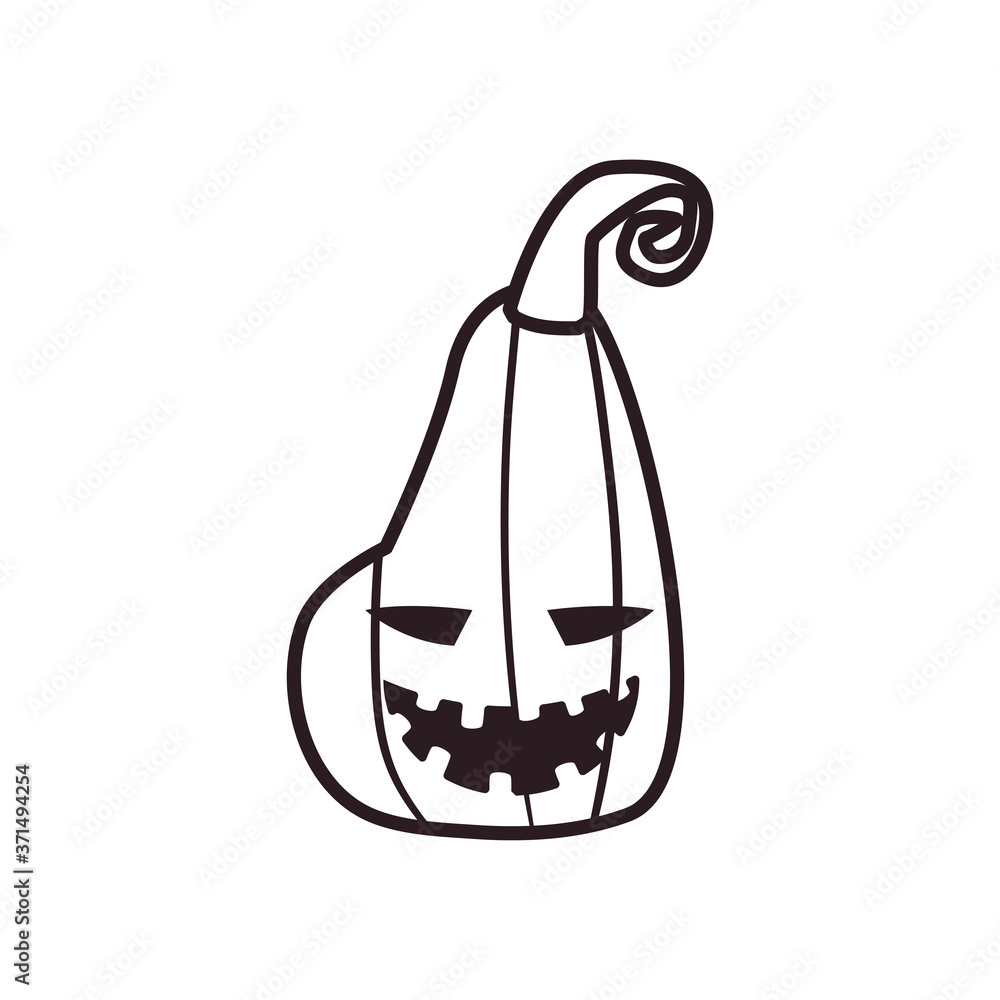 scary pumpkin cartoon free form line style icon vector design scary pumpkin cartoon free form line style icon vector design