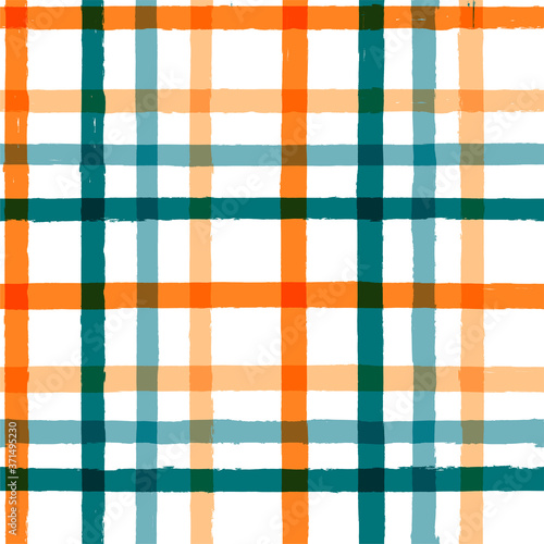 Gingham seamless pattern. watercolor strokes checkered plaid, rustic tartan background, vector. vector summer print