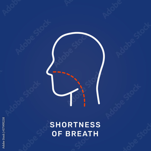 Dyspnea - shortness of breath vector icon illustration. One of the main coronavirus COVID19 or asthma allergy symptoms. Difficulty breath infographic poster with man outline head. Symptom from SET1