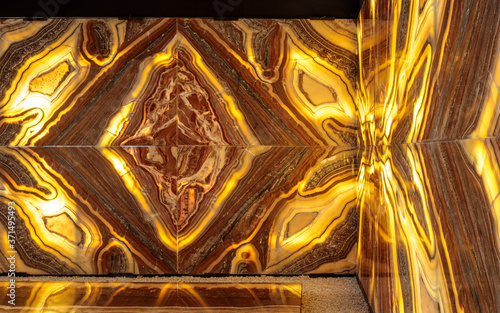 Luxury room with illuminated red marble onyx walls