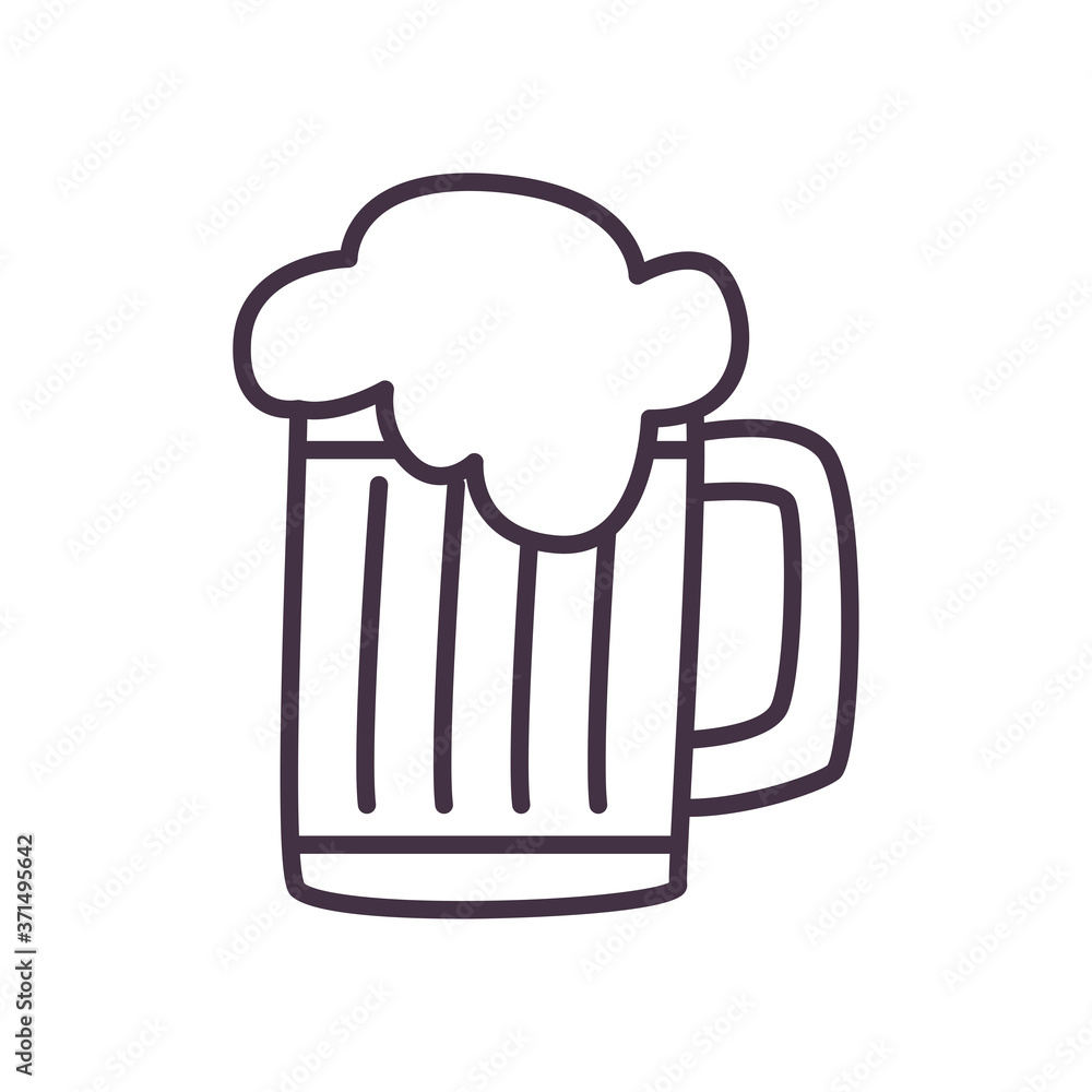 beer glass with foam line style icon vector design beer glass with foam line style icon vector design