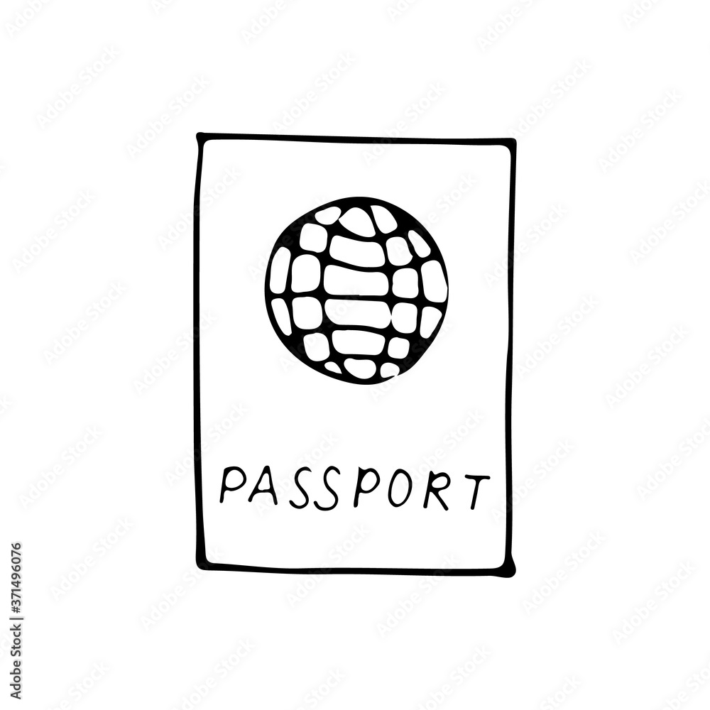 Passport doodle icon in vector. Hand drawn passport icon in vector. Doodle passport illustration in vector Passport doodle icon in vector. Hand drawn passport icon in vector. Doodle passport illustration in vector