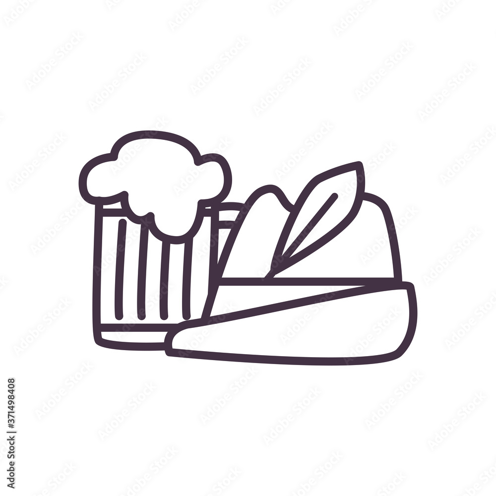 oktoberfest hat and beer line style icon vector design oktoberfest hat and beer line style icon vector design