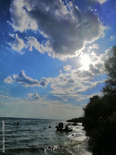 Rest by the river under the blue sky