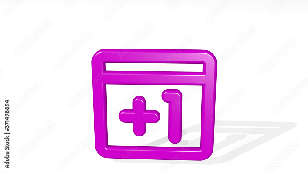 like plus one 3D icon casting shadow - 3D illustration for background and size like plus one 3D icon casting shadow - 3D illustration for background and size