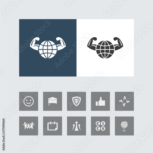 Creative Healthy World Icon with Bonus Icons.