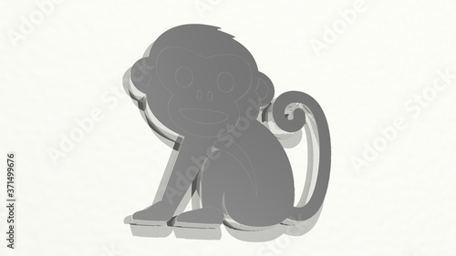 Canvas Print monkey from a perspective on the wall