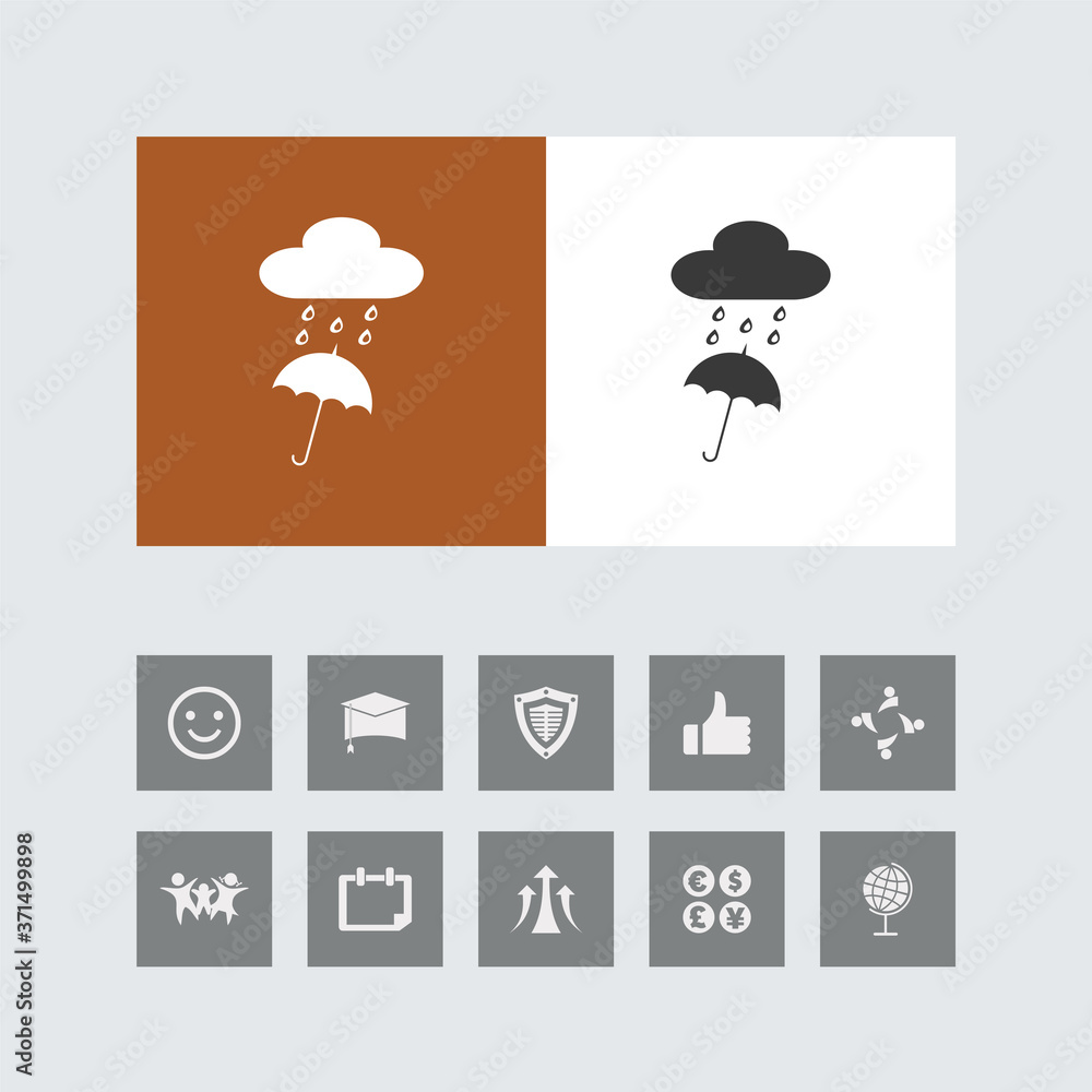 Creative Rain & Umbrella Icon with Bonus Icons. Creative Rain & Umbrella Icon with Bonus Icons.