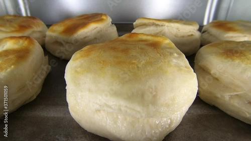 Macro Time lapse of biscuits cooking in oven.