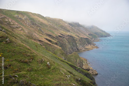The green eastern coastline of Lundy Island, The Bristol Channel, UK