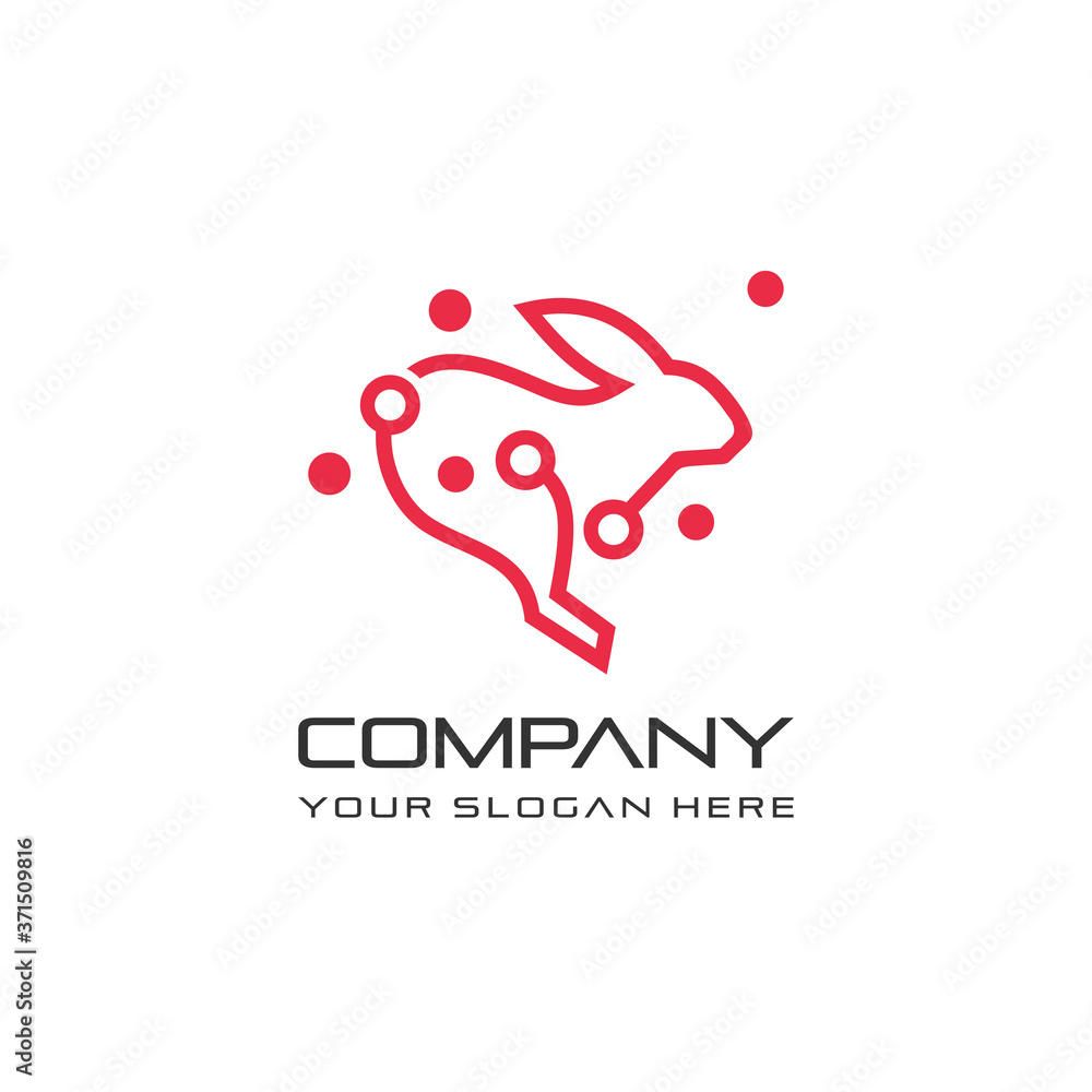 Rabbit tech Logo Template Design Vector Creative abstract illustration for your business company. elegant and modern logo design for technology