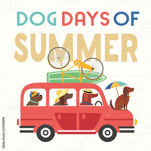Dog days of summer comic cartoon vector poster