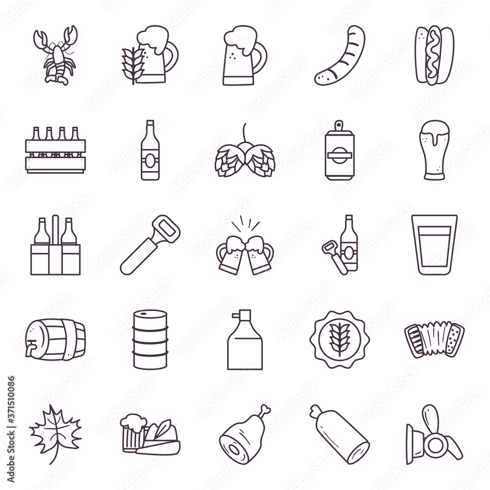 oktoberfest line style symbols set vector design oktoberfest line style symbols set vector design